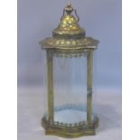 A large contemporary gilt storm lantern, H.65cm