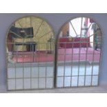 A pair of arched garden mirrors, 78 x 50cm