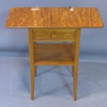 A satinwood drop leaf side table, with single drawer and undertier, on outswept legs, H.69 W.68 D.