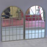 A pair of arched garden mirrors, 78 x 50cm