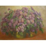 Gerard Chacle (born 1948), still life oil on canvas, chrysanthemums, in gilt frame H.55 W.69cm