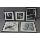 Five photographic prints, to include a photograph of Audrey Hepburn after Dennis Stock, 59 x 42cm, a