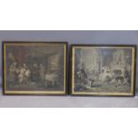 Two framed and glazed engravings, 'Marriage a La Mode, Plate II' and 'Marriage a La Mode, Plate VI',