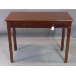 A Georgian mahogany side table, with single drawer, on chamfered legs, H.70 W.91 D.44cm