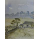 Elizabeth Hodson (British), Watercolour view of a Derbyshire hill barn, signed lower left, framed