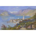 A. B. Fleming, View of a Town by a Lake with Mountains to Background, possibly Lake Como,