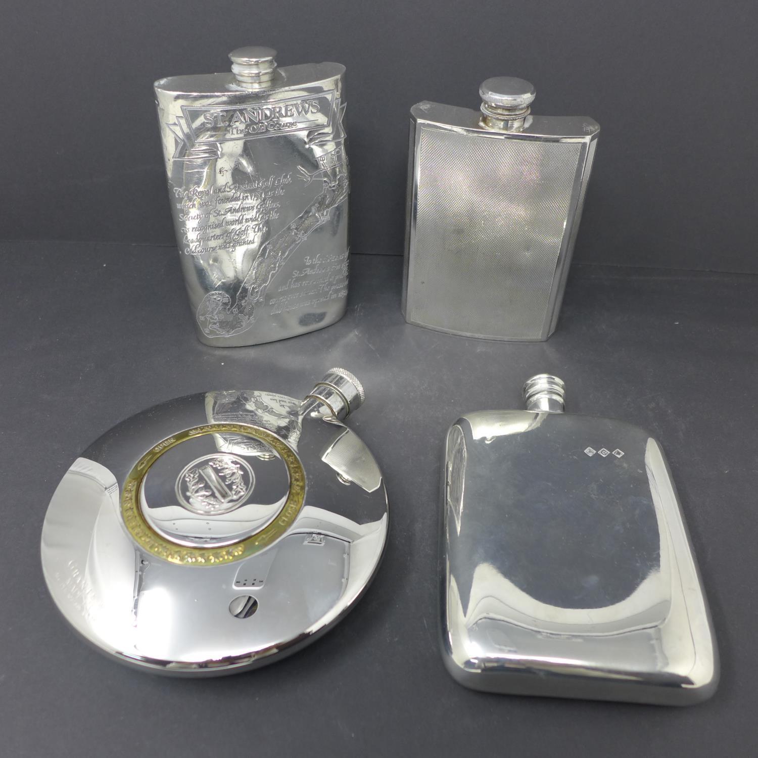 Four hip flasks