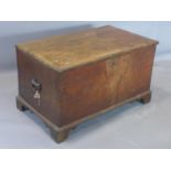 An early 20th century mahogany trunk, on bracket feet, H.50 W.90 D.53cm