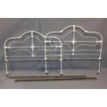 A Victorian cast iron double bedstead, complete with rods, H.120 W.140cm