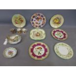 A collection of porcelain, to include two Minton side plates and a teacup and saucer decorated