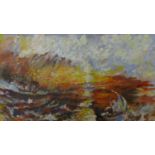 Nissim Gaon, 'Rough Sea', oil on canvas, signed and dated 08 to lower left, in white painted