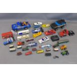 A collection of toy cars and vehicles, to include Tonka, Matchbox, Pulistil, and others
