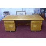 A HK Furniture Equerry desk, c.1970, bearing label, H.73 W.184 D.80cm