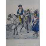 A coloured print of Napoleon returning from Russia, published by Webb & Millington & Co.
