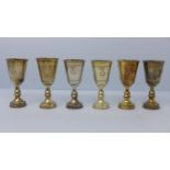 A set of six Kiddush Cups (Judaica), by Sigmund Zyto, London 1922, approx. 4.2 troy oz, boxed