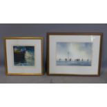 Two Marine views. works on paper, watercolour and prints, 40 x 40 cm, 43 x 59 cm