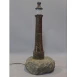 Light House lamp, Serpentine Marble H 62 cm, W 21 cm (base diameter)