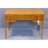 A satinwood desk, with two short drawers, raised on outswept legs, H.77 W.108 D.49cm