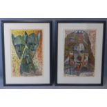 Steynhaus (20th century), African masks, Mixed media on paper , signed and dated '96, 83 x 61cm