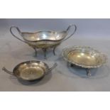 Two baskets and one kylix reproduction from the British Museum, London 1870's, approx 28.06 troy oz