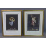Two Classical style prints of ladies, 'Ora Luarta di Giorno' and 'Ora Prima di Giorno', 43 x 29cm,