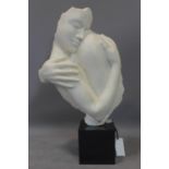 A moulded sculpture of lovers, on black base, H.71cm