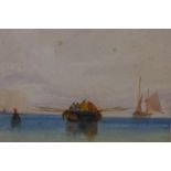 Attributed to William Roxby Beverly (British, 1811-1889), A rowing boat heading out to sea with a