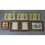 A collection of prints of military interest, to include three framed and glazed silhouettes of Naval