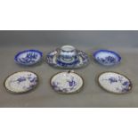 A collection of porcelain and ceramics, to include a pair of blue, gilt edged deep fruit bowls