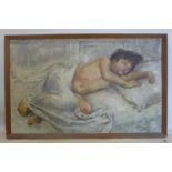 Stanley Young (20th century school), 'A Hot Night', a young boy sleeping, oil on board, signed lower