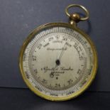 Pocket Barometer Altimeter with Gilt Brass Case by Negretti & Zambra c1908