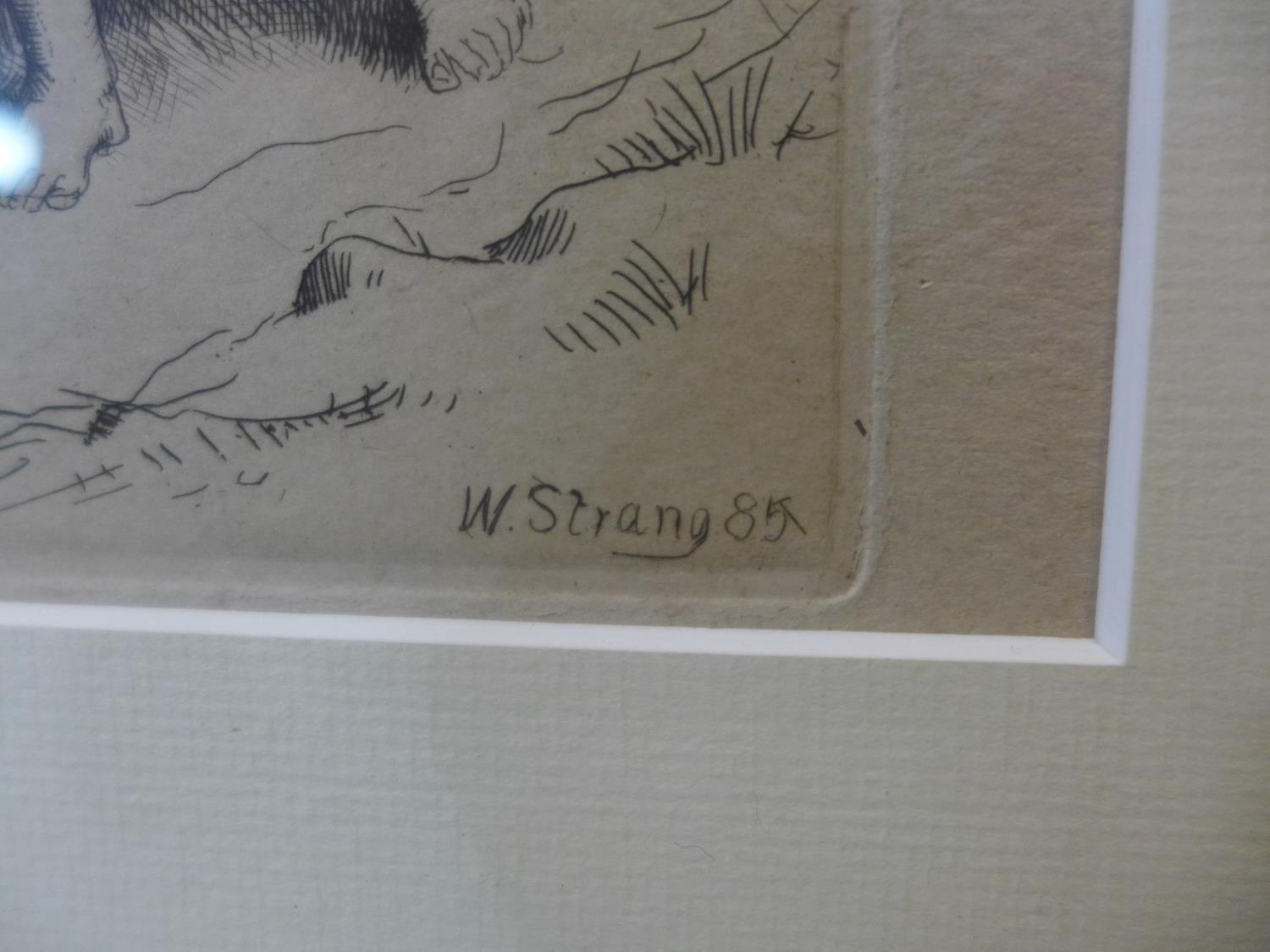 William Strang RA (1859 ? 1921), The Cotter's family, signed and dated, 1885, framed, 17 x 22 cm - Image 3 of 4