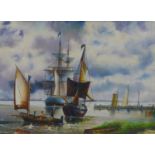 20th century painting, Marine scene, oil on board, framed, 18 x 15 cm