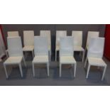 10 Cattelan dining chairs, 'Margot' model, steel frame completely covered in real white leather,
