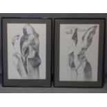 Vanessa Pomeroy, a pair of still life studies of abstract sculptures, pencil on paper, signed and
