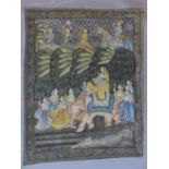A large early to mid 20th century Indian wall hanging, painted on fine cotton in natural pigment
