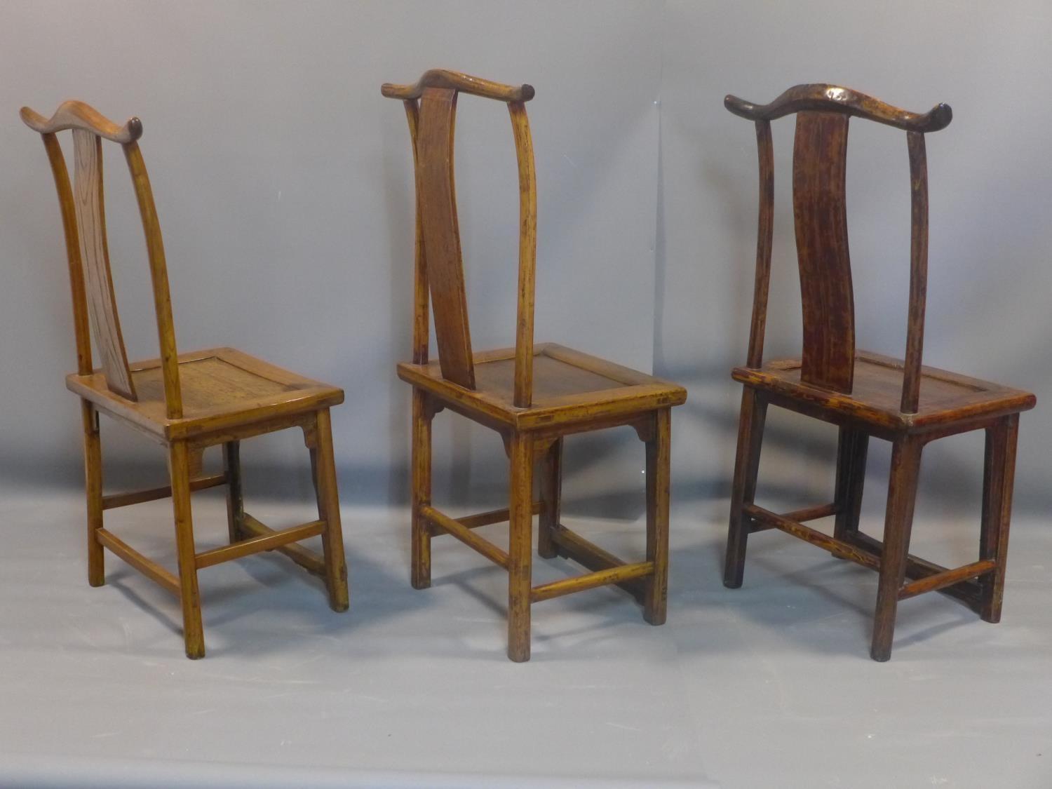 A set of 6 Chinese Ming elm dining chairs, officially stamped for authenticity with red wax seals to - Image 4 of 8