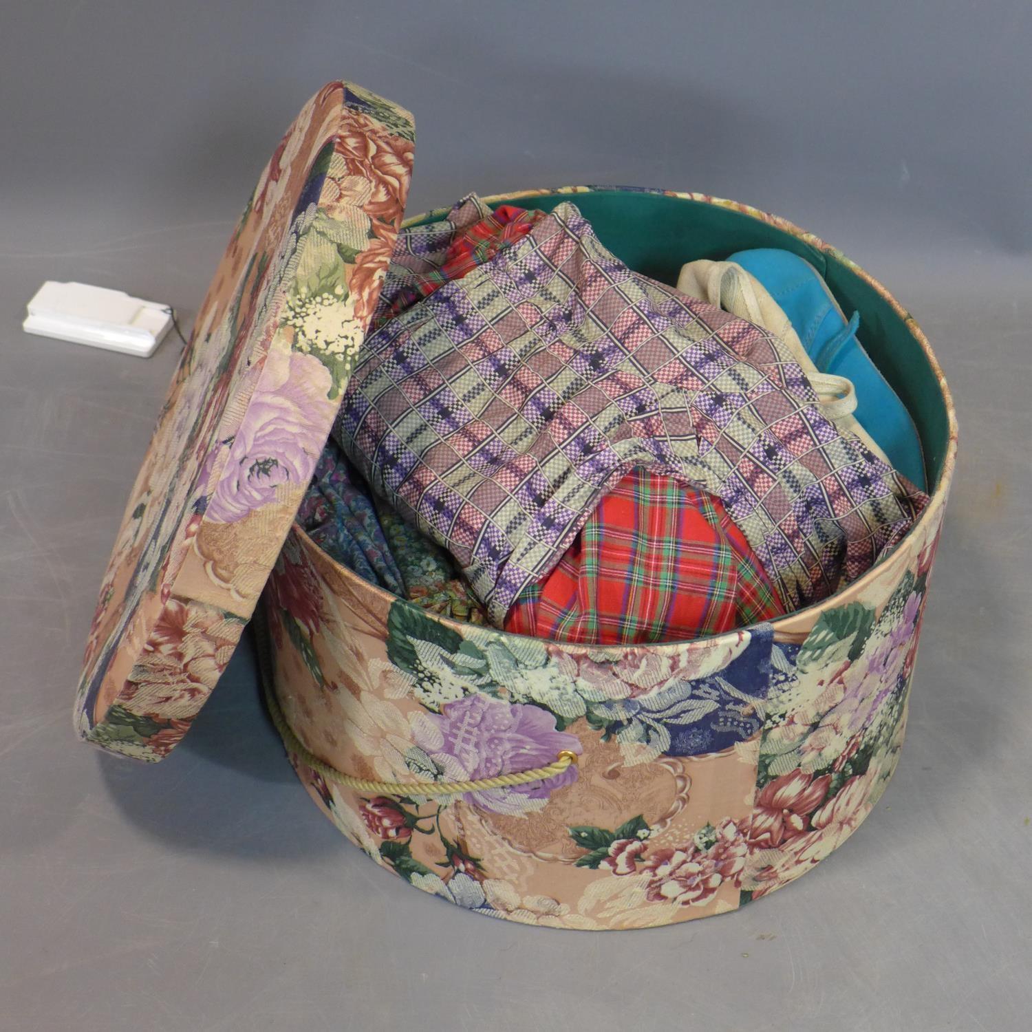 A vintage hatbox containing 12 items of 1970's girls dresses and tops, including Laura Ashley and - Image 2 of 2