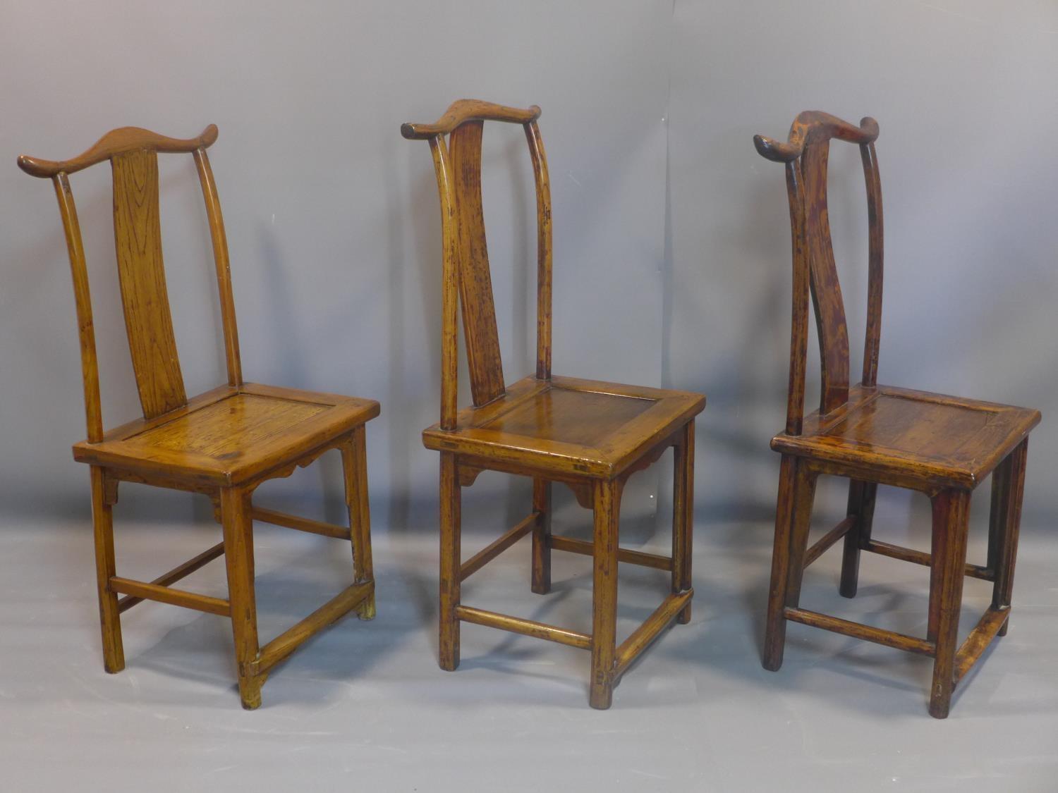 A set of 6 Chinese Ming elm dining chairs, officially stamped for authenticity with red wax seals to - Image 3 of 8