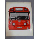 Gerd Winner (German, b.1936), a poster of a London bus, unframed, 104 x 79cm