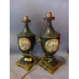 Two Toleware table lamps, 20th century, H 43 cm