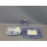 A graduated set of four Devon Burslem serving plates, various blue and white 19th century wares