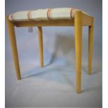 A mid 20th century stool, with striped upholstered seat, H.40 W.46 D.31cm