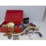 A collection of costume jewellery, to include faux pearl necklaces, brooches, bracelets, together