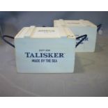 Two Talisker whisky crates, with rope handles, H.32 W.46 D.31cm