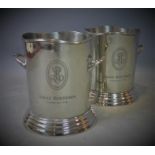 Two silver plated champagne buckets, marked Louis Roederer, H.23 W.26cm