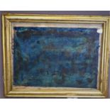 An abstract oil on canvas in blue and green, in glazed giltwood frame, 23 x 32cm