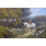 19th century British school, Victorian Hunt Scene', oil on canvas, unsigned, framed, 90 x 120cm