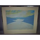 Contemporary Norwegian artist, View of fjord, screenprint on wove paper, signed, titled Fjord IV'