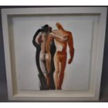 Contemporary British Artist, Two naked figures, gouache on paper, signed and dated '15', framed